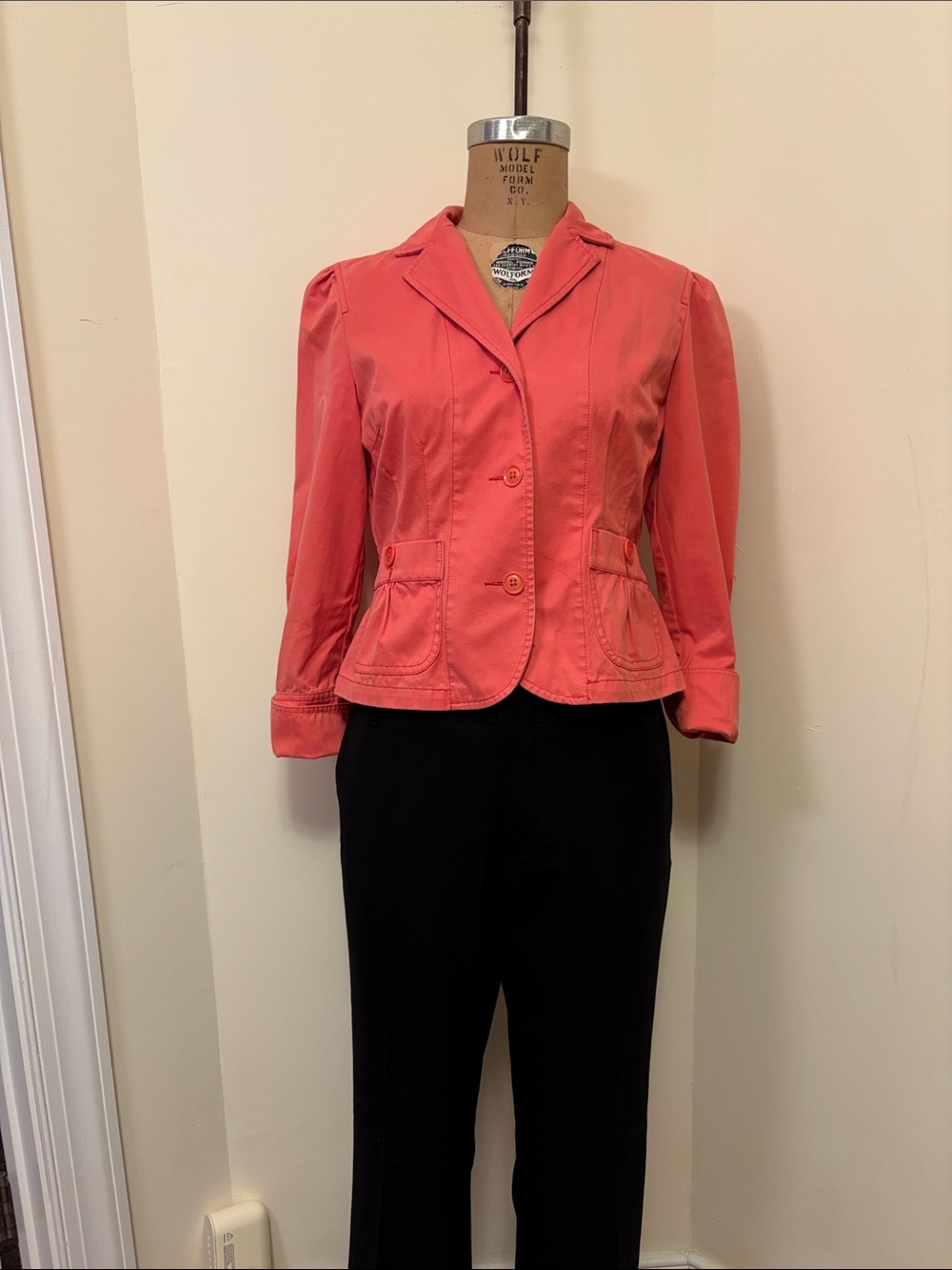 Women's Coral Pink Tailored Button Jacket